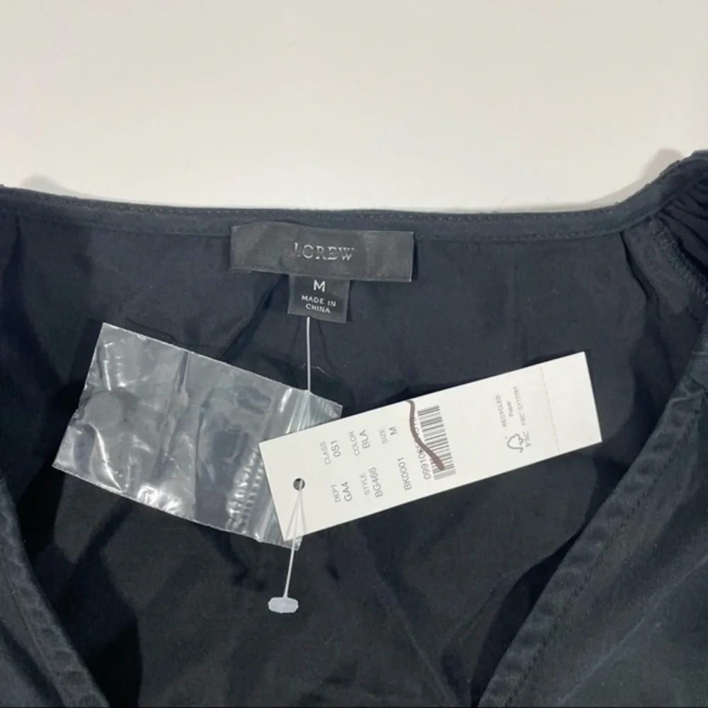 New J Crew Drapey Wrap Mini Dress Black Size Medium